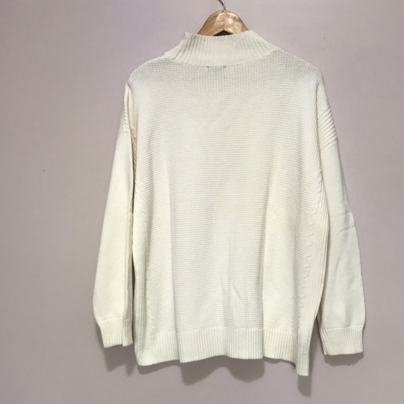 Talbots Mock Neck Lambswool Blend Knit Sweater XL Ivory - Picture 4 of 8